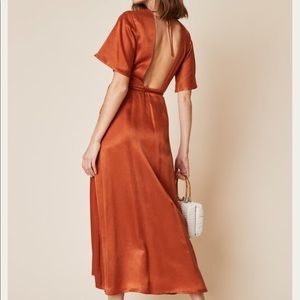 Whimsy + Row Lola Wrap Dress in Rust